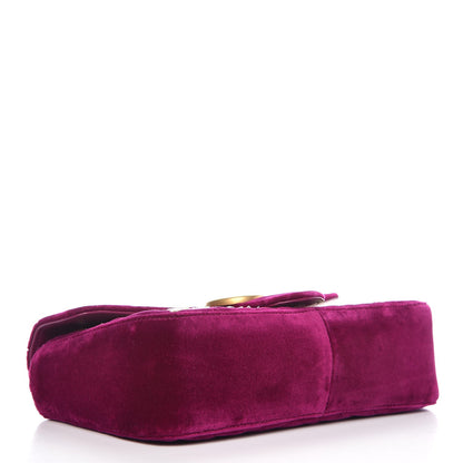 Gucci Velvet Matelasse Embroidered Small GG Marmont Shoulder Bag Fuchsia Violet Cyclamen 5 of 8
