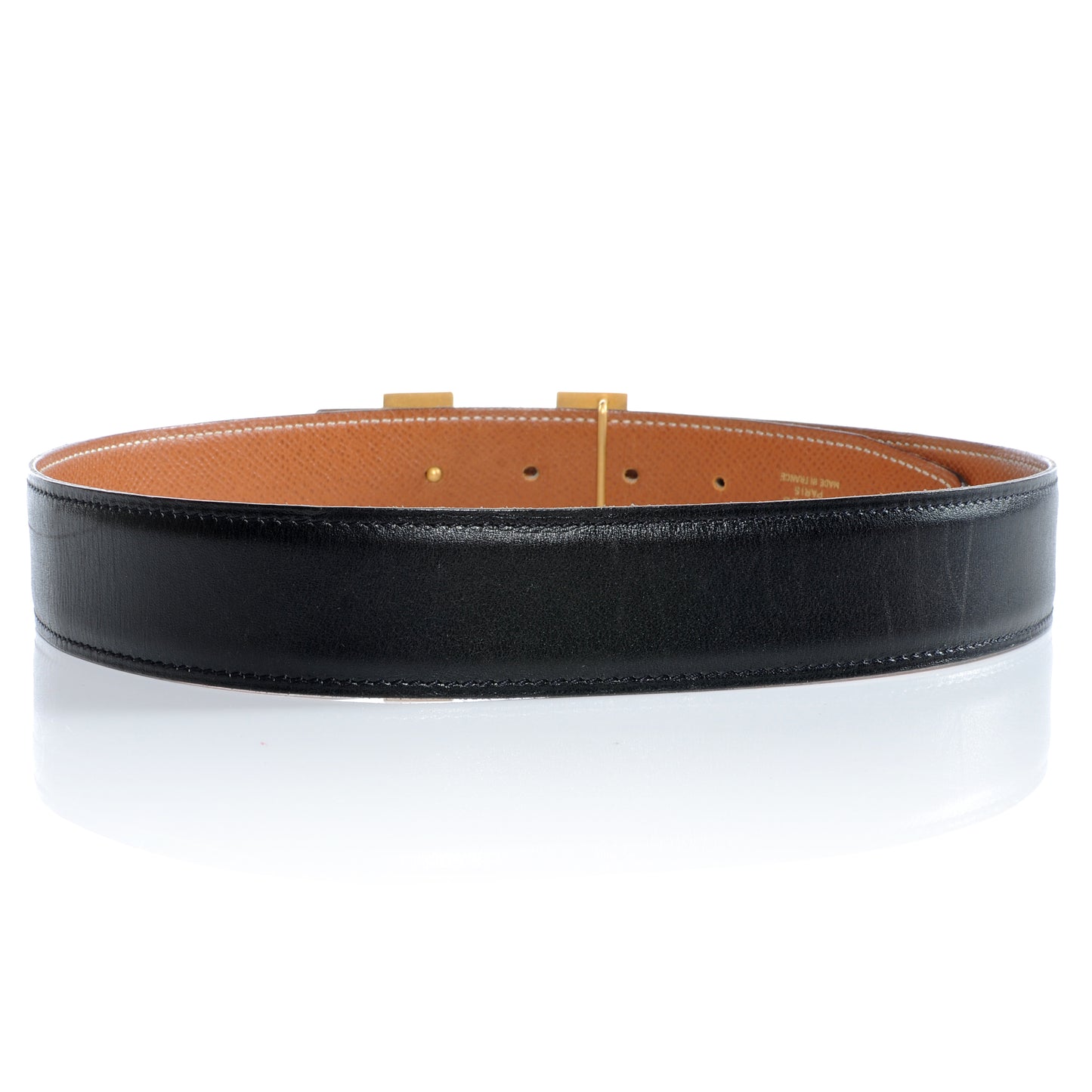 Box Courchevel 32mm H Belt 65 Black Gold