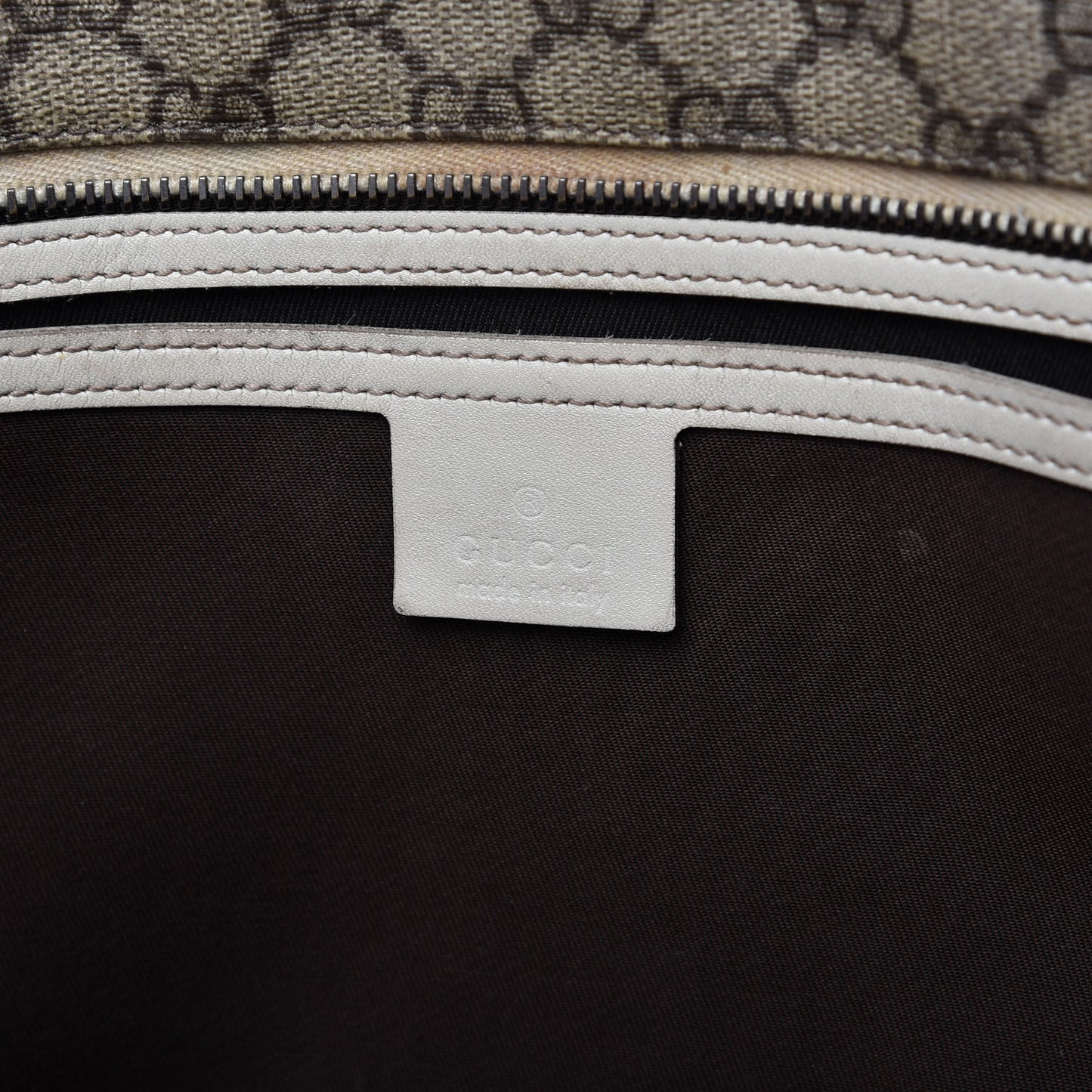 GG Supreme Monogram Medium Zippered Shopping Tote Off White