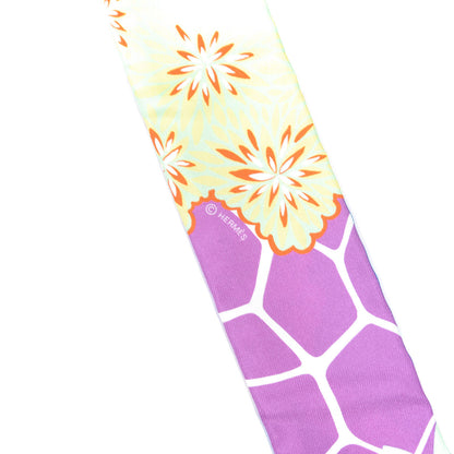 Hermes Silk The Three Graces Twilly Canard Mauve Jaune Fluo 3 of 4