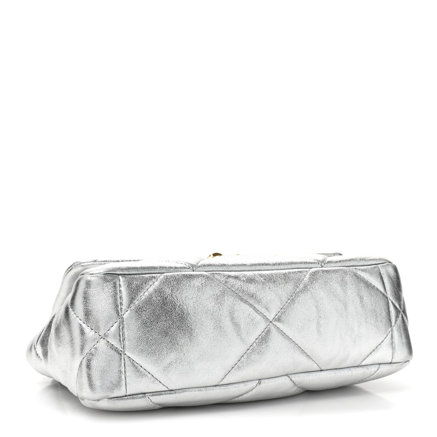 Metallic Lambskin Quilted Medium 19 Flap Silver