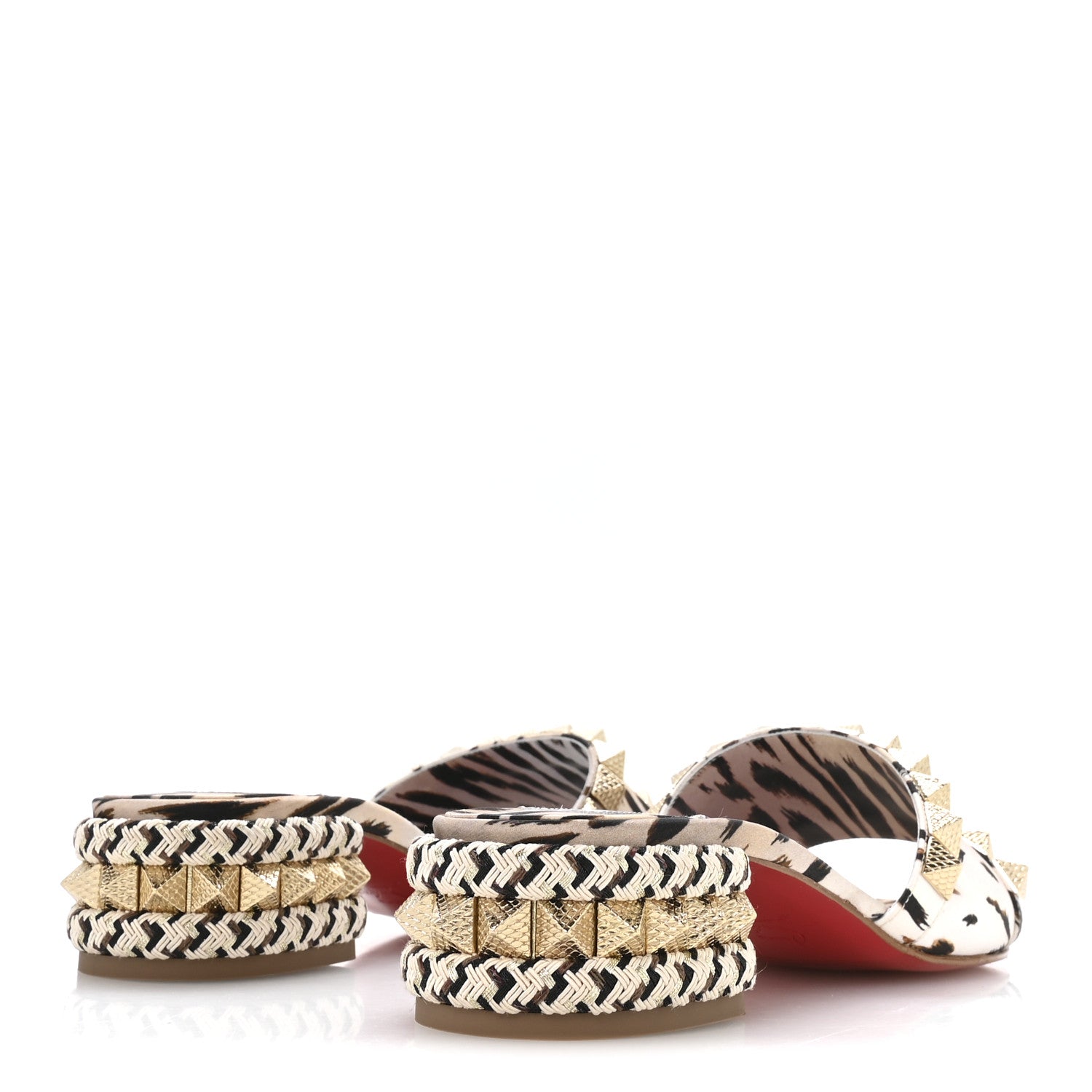 Christian Louboutin Crepe Satin Leopard Print Pyramule 30mm Sandals 38 Multicolor 5 of 7
