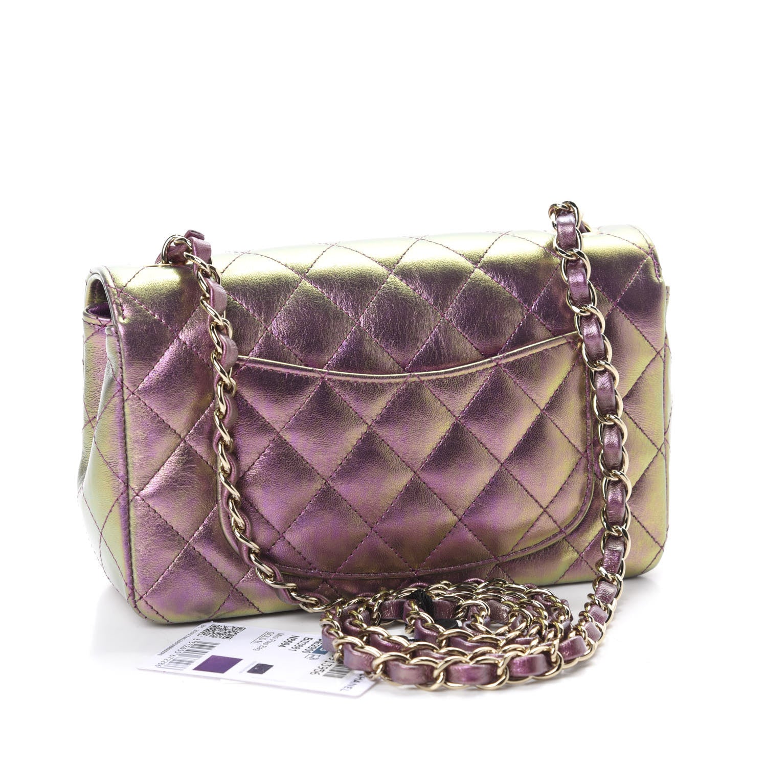 Chanel Iridescent Lambskin Quilted Mini Rectangular Flap Purple 3 of 10