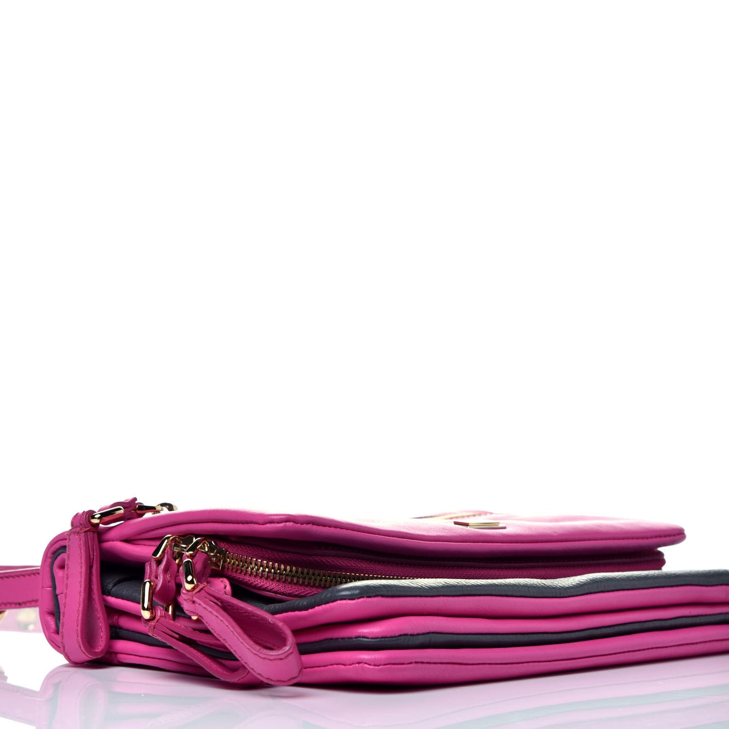 Calfskin Crossbody Bi-Color Bag Pink Navy
