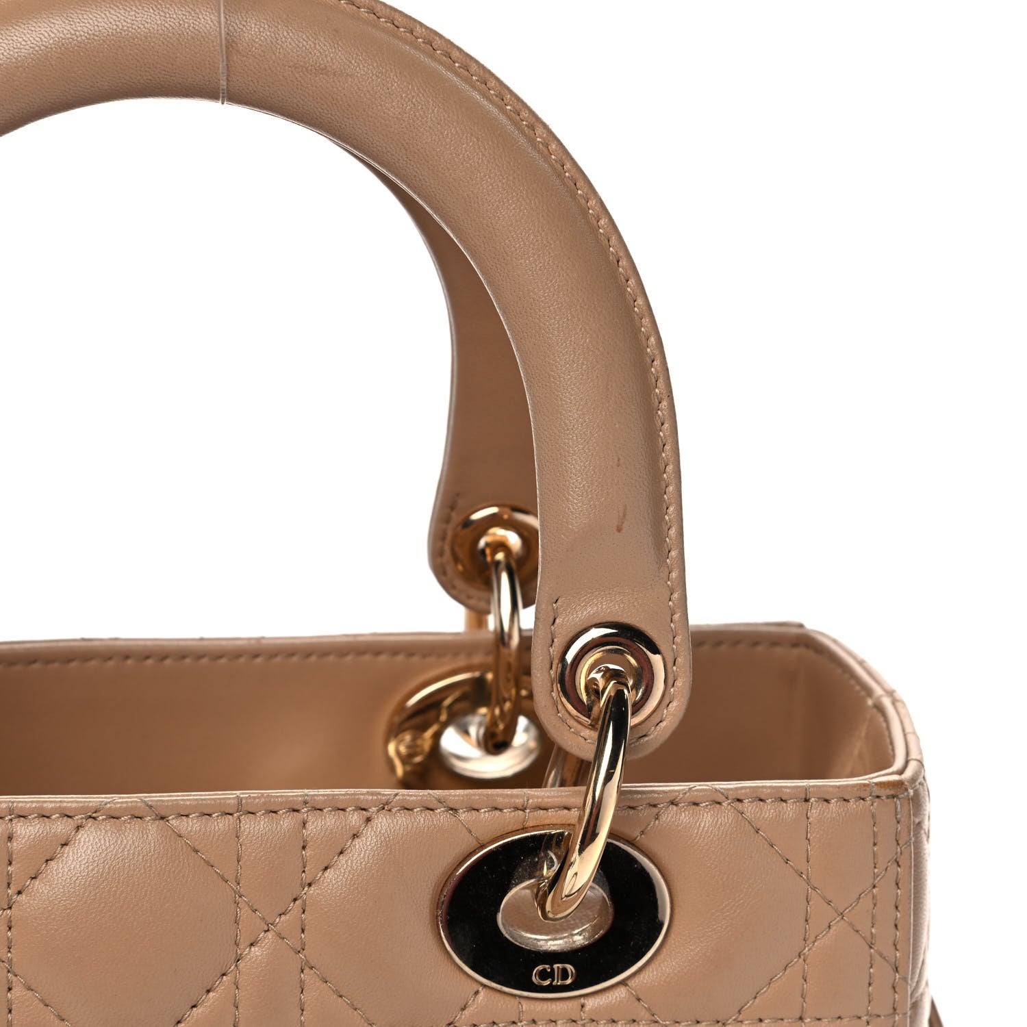 Christian Dior Lambskin Cannage Medium Lady Dior Beige 10 of 12