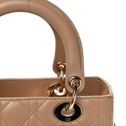 Christian Dior Lambskin Cannage Medium Lady Dior Beige 10 of 12
