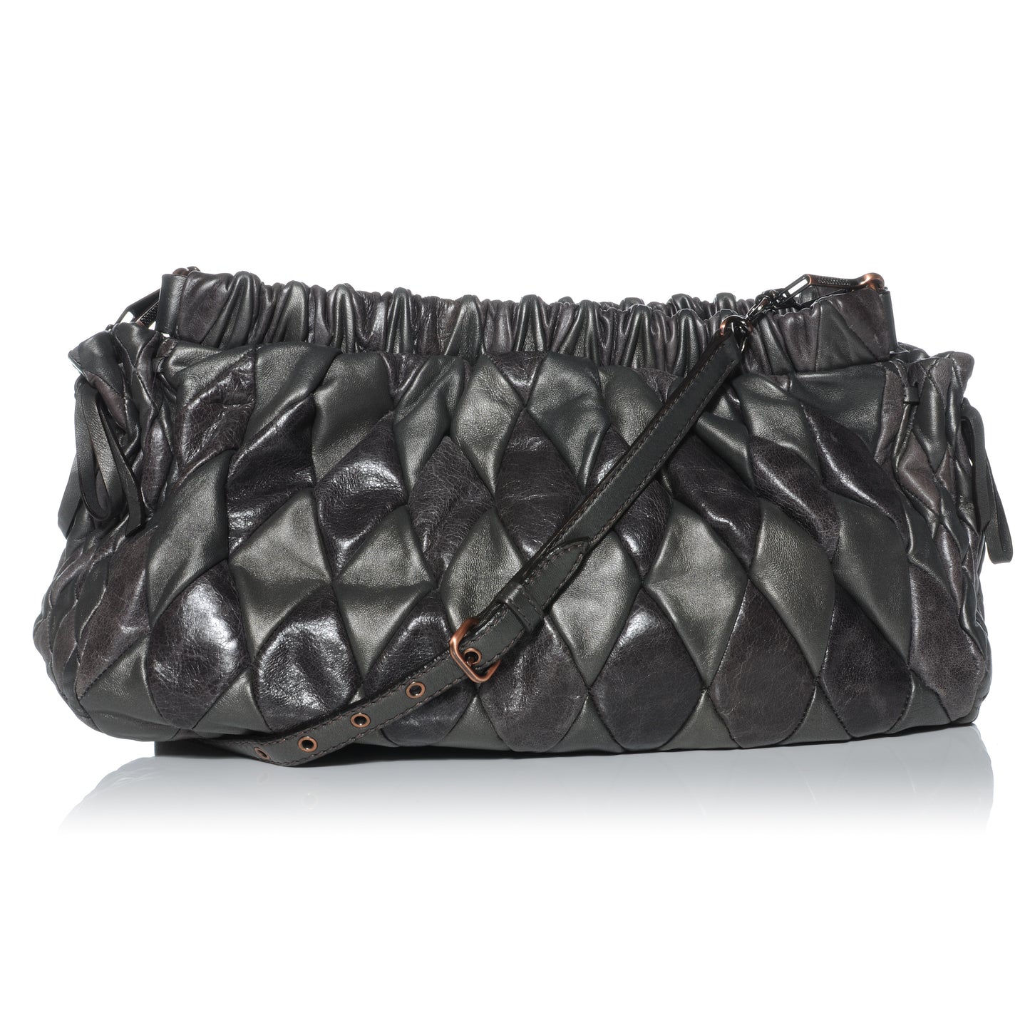 Vitello Patch Harlequin Shoulder Bag Piombo