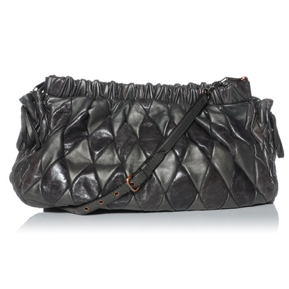 Miu Miu Vitello Patch Harlequin Shoulder Bag Piombo 1 of 9
