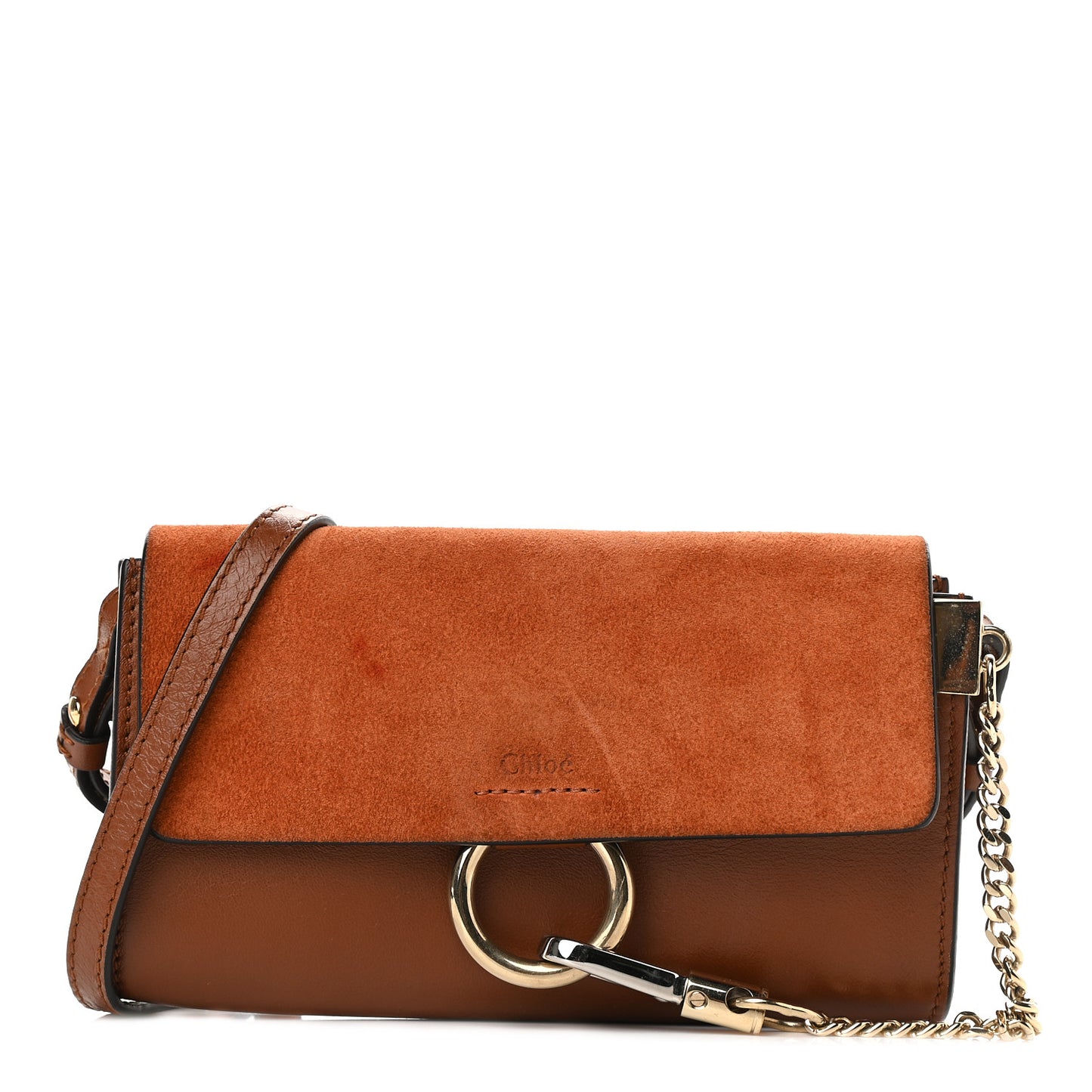 Suede Calfskin Mini Faye Shoulder Bag Tobacco