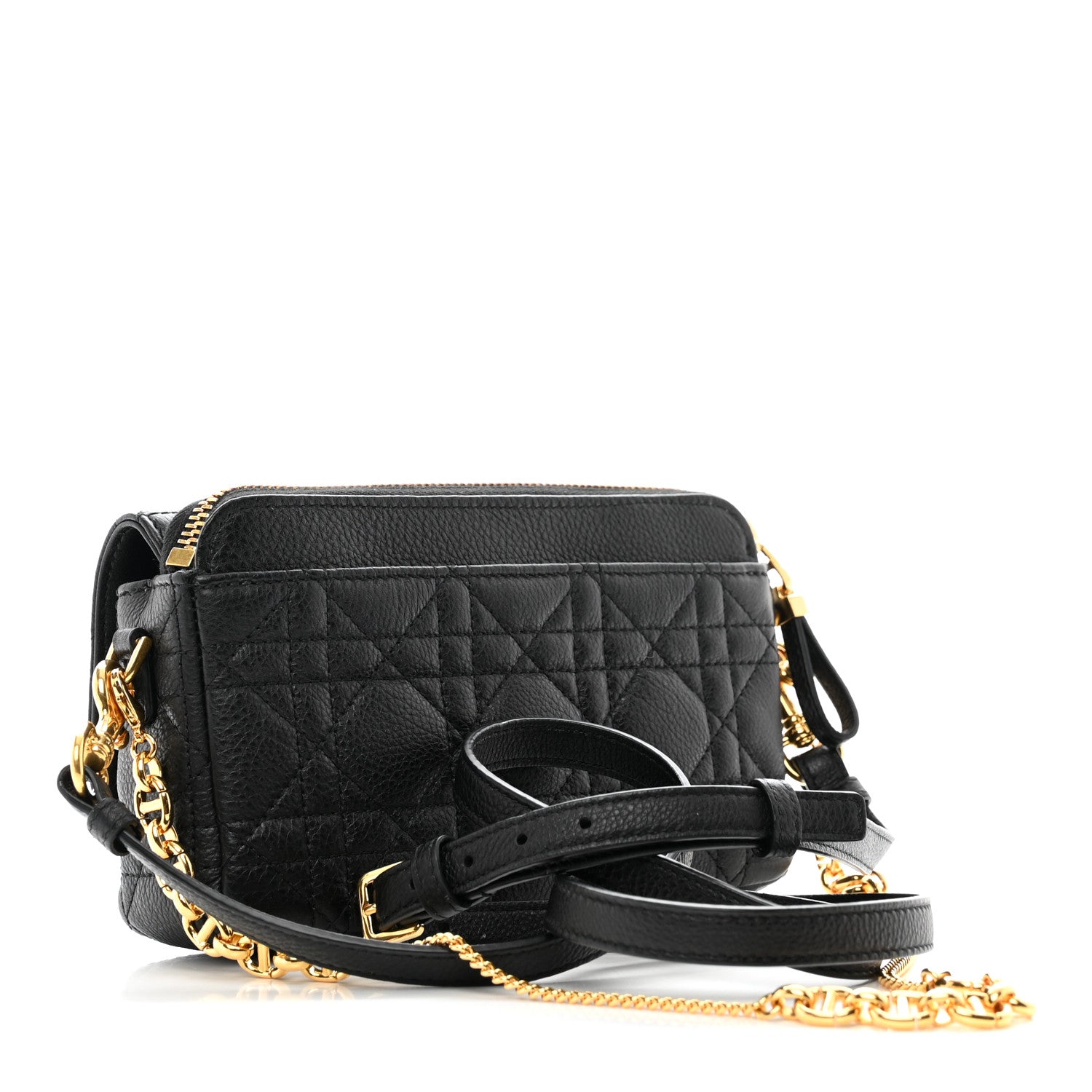 Christian Dior Supple Calfskin Cannage Caro Pouch with Chain Black 3 of 11