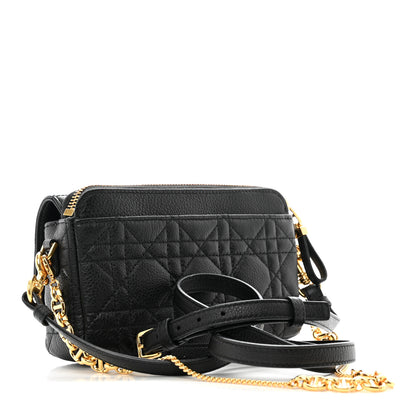 Christian Dior Supple Calfskin Cannage Caro Pouch with Chain Black 3 of 11