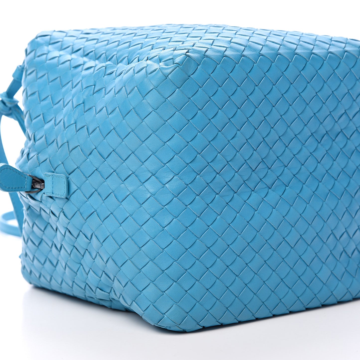 Nappa Intrecciato Cube Messenger Turquoise