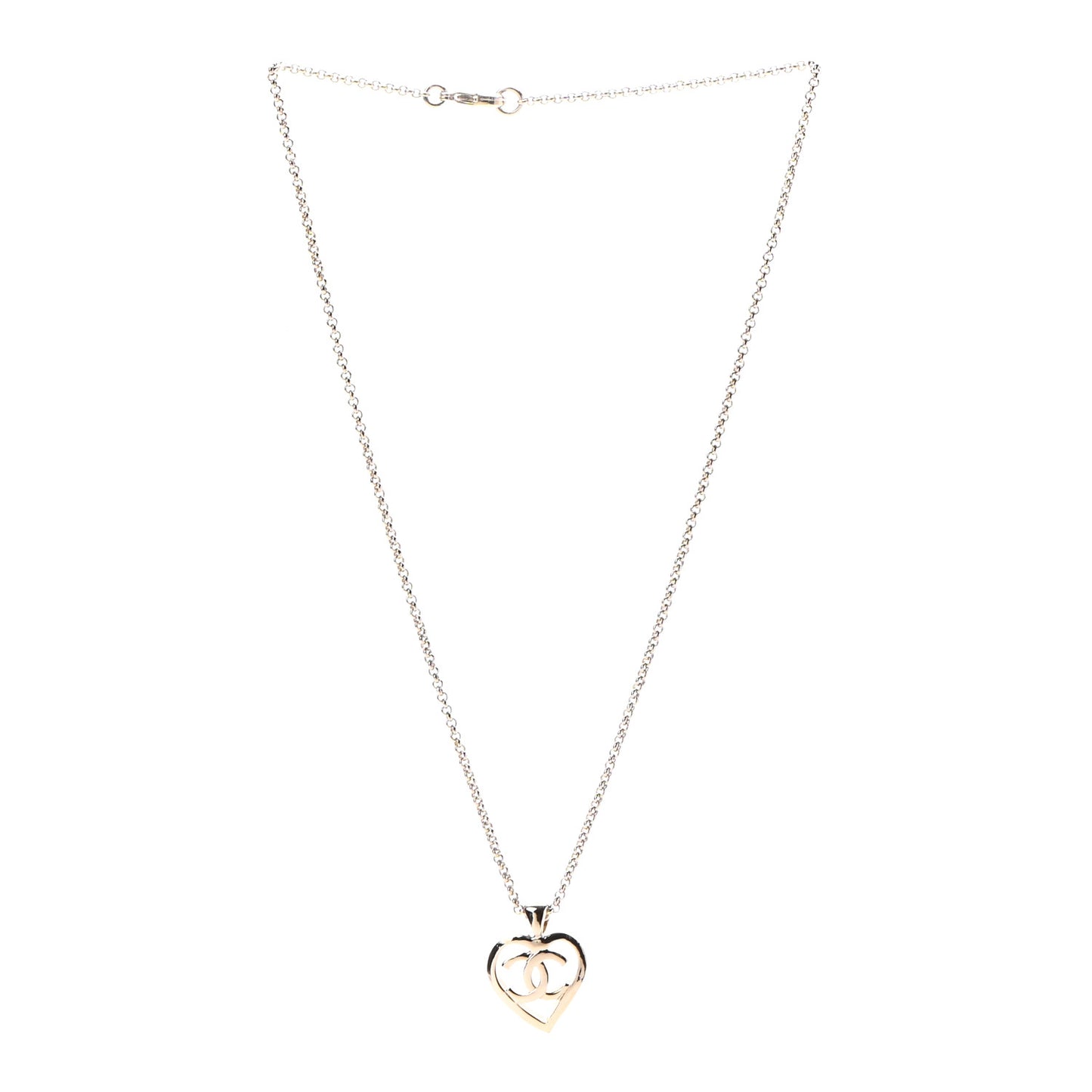 CC Heart Chain Pendant Necklace Gold