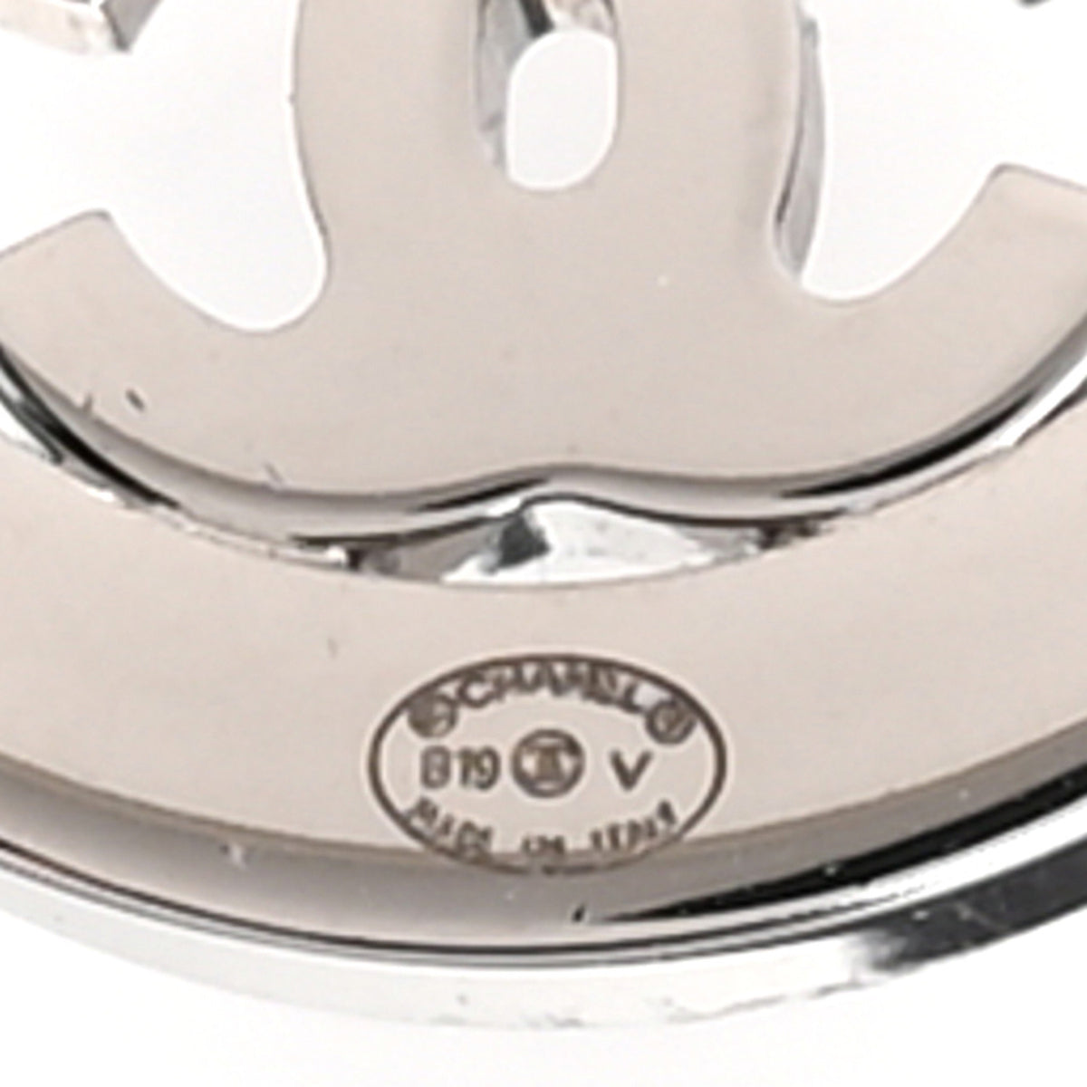 Chanel Crystal CC Round Earrings Silver 4 of 5