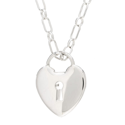 Tiffany Sterling Silver Heart Lock Pendant Link Necklace 7 of 7