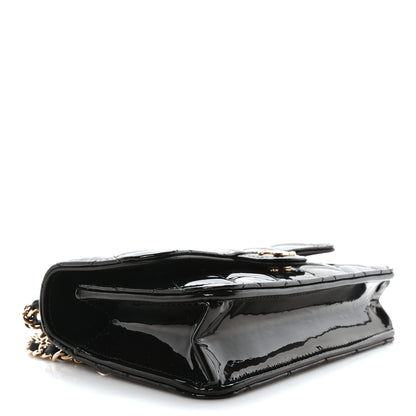 Chanel Patent Calfskin Quilted Flap Phone Holder With Chain Black 4 of 12