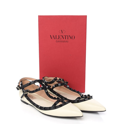 Valentino Garavani Nappa Rockstud Cage Ballerina Flats 41 Ivory Black 8 of 8