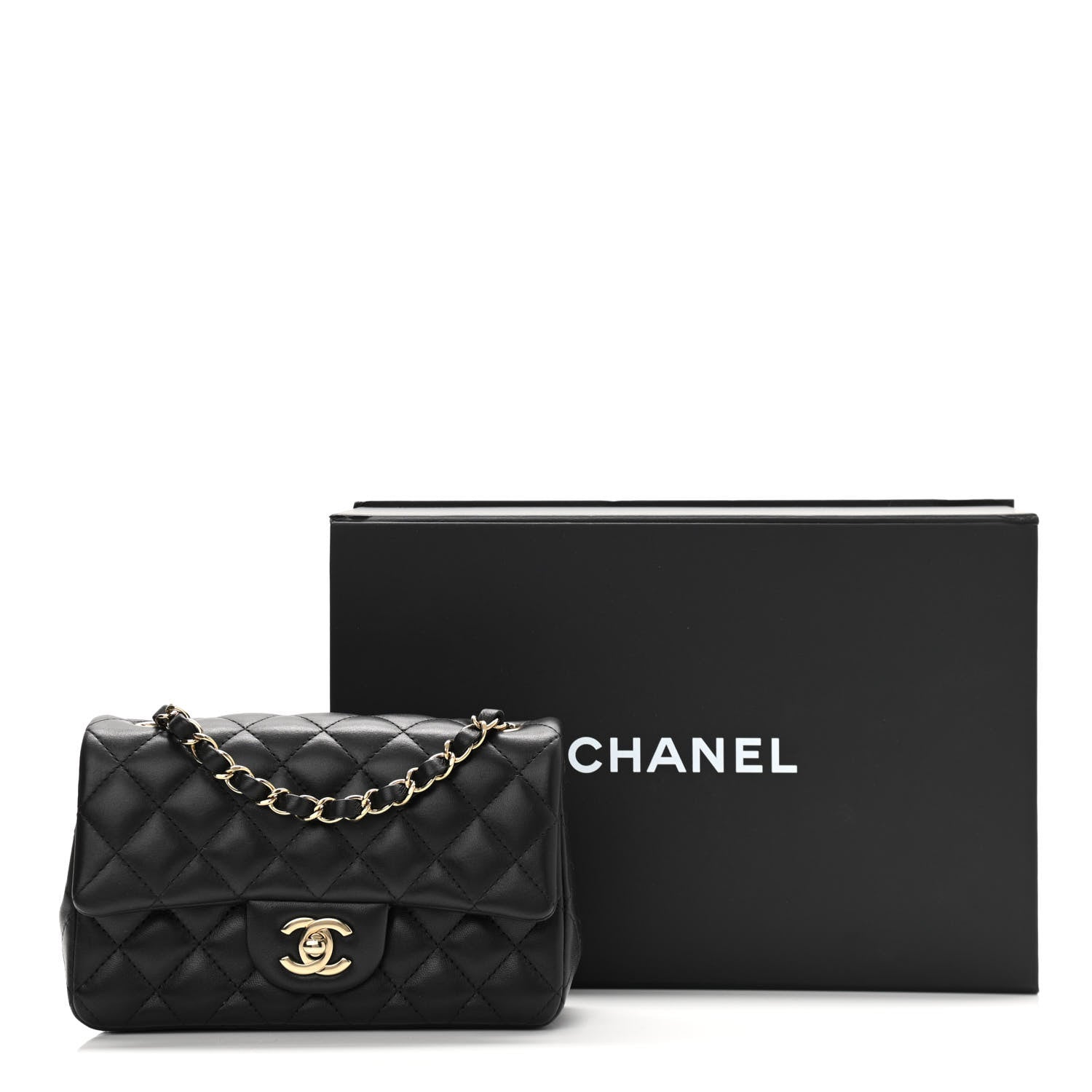 Chanel Lambskin Quilted Mini Rectangular Flap Black 13 of 13
