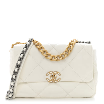 Chanel Lambskin Quilted Large Chanel 19 Flap White 1 of 10