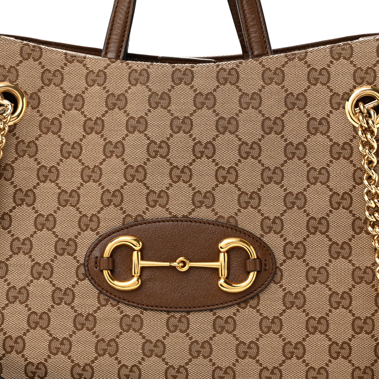 Monogram Calfskin Large Horsebit 1955 Tote Bag Beige Brown Sugar