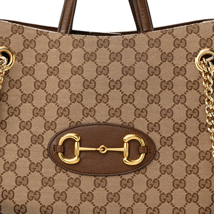 Gucci Monogram Calfskin Large Horsebit 1955 Tote Bag Beige Brown Sugar 8 of 10