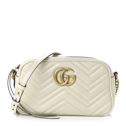 Gucci Calfskin Matelasse Small GG Marmont Chain Shoulder Bag White 1 of 10
