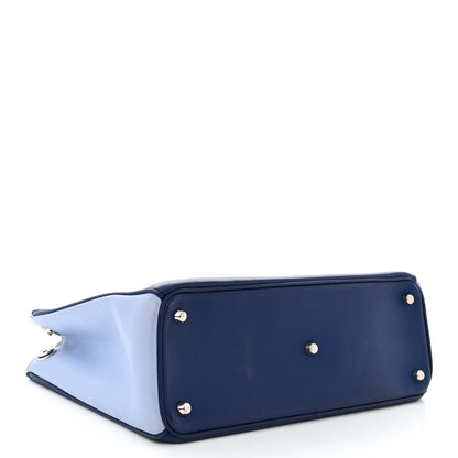 Christian Dior Smooth Calfskin Medium Diorissimo Tote Blue Neon Yellow 4 of 15