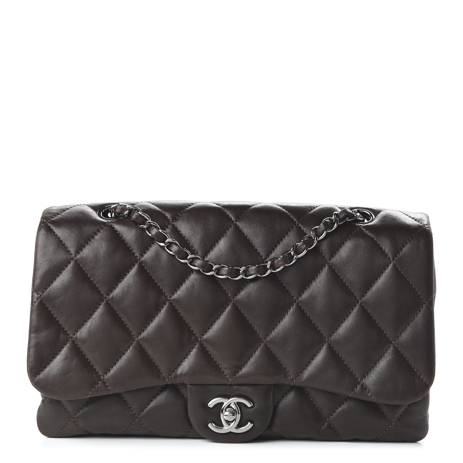 Chanel Lambskin Quilted Large 3 Flap Brown 1 of 11