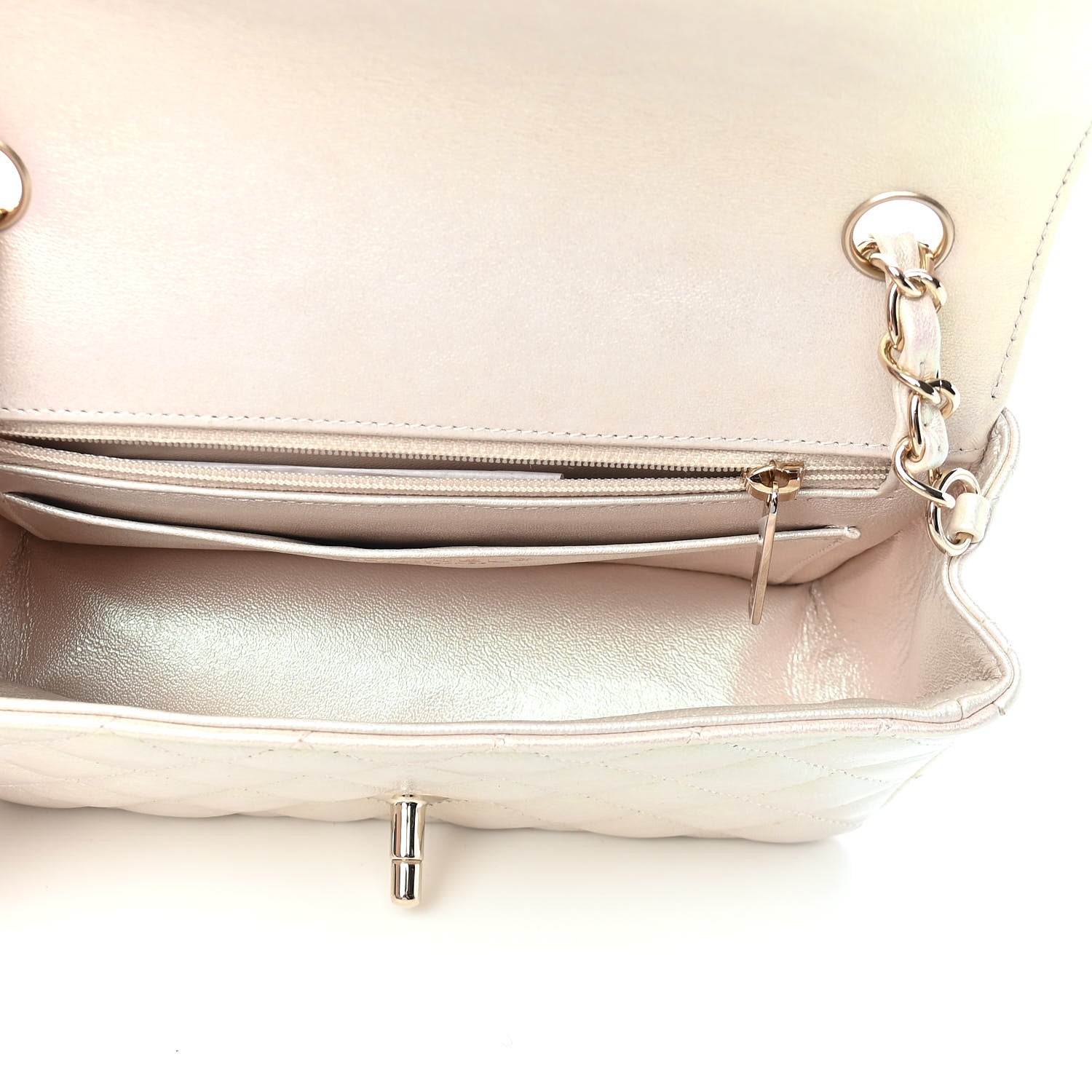 Chanel Iridescent Lambskin Quilted Mini Rectangular Flap Ivory 5 of 9
