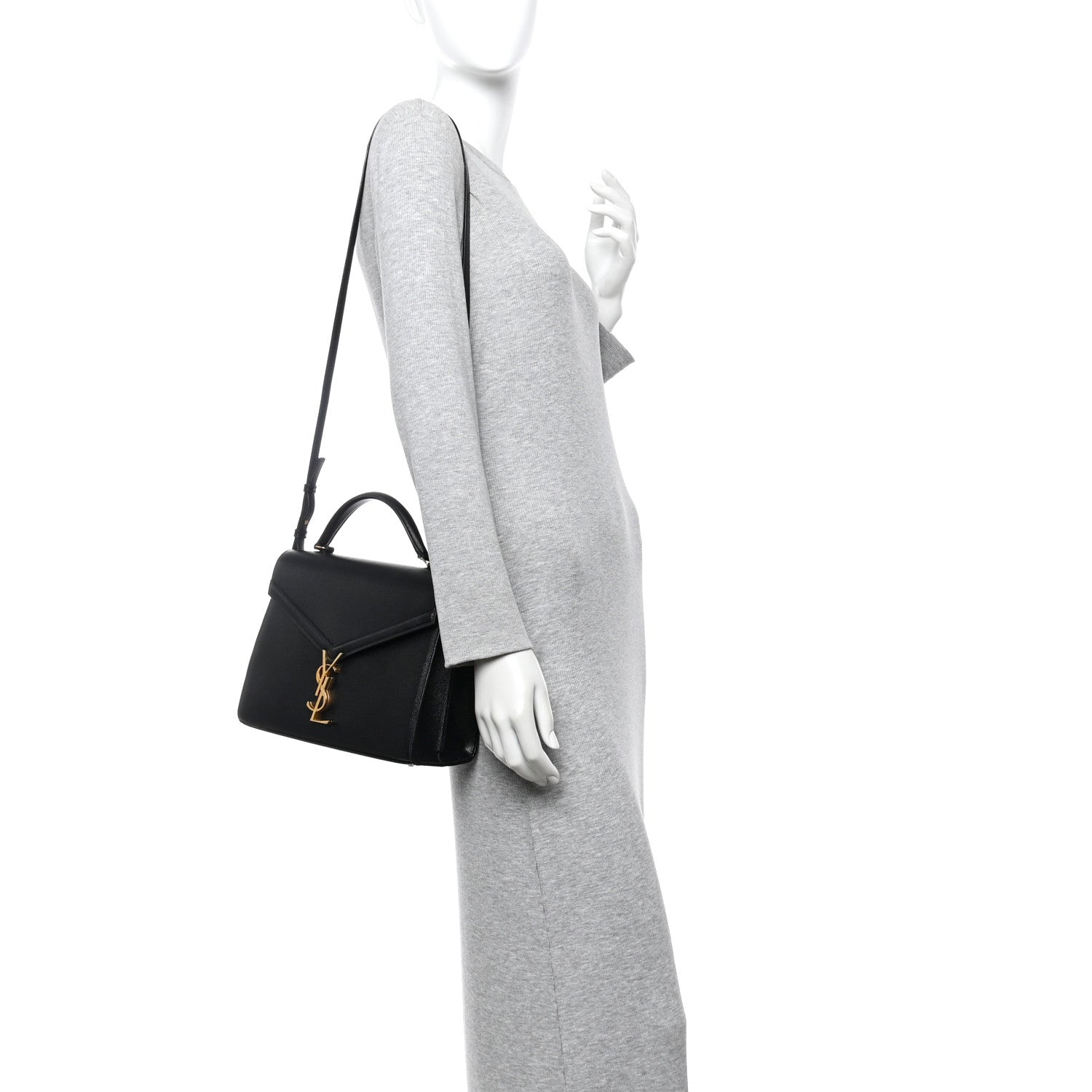 Saint Laurent Grain de Poudre Medium Classic Monogram Cassandra Top Handle Black Rouge Legion 2 of 9
