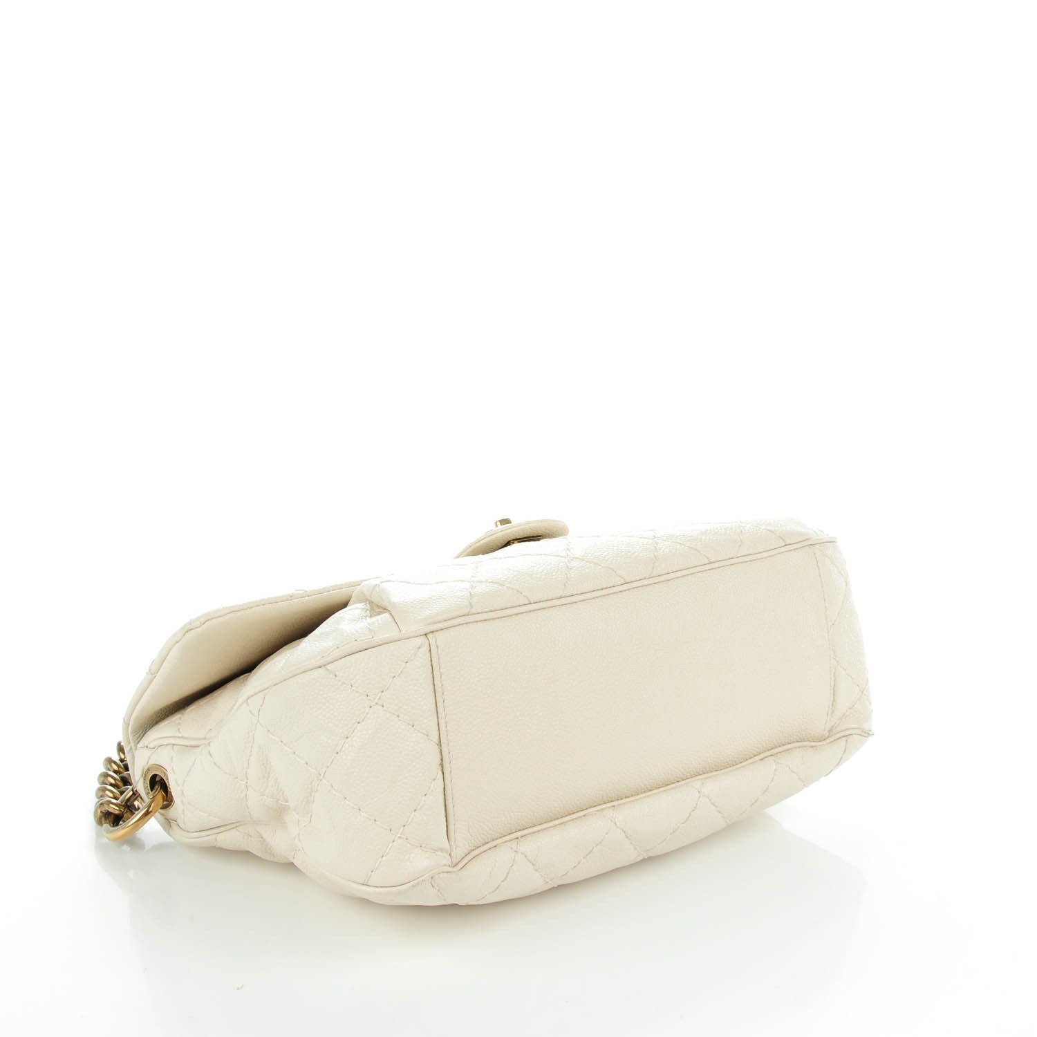 Chanel Crumpled Grained Calfskin Coco Pleats Messenger Flap Ivory 4 of 8