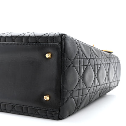 Christian Dior Lambskin Cannage Medium Lady Dior Black 10 of 11