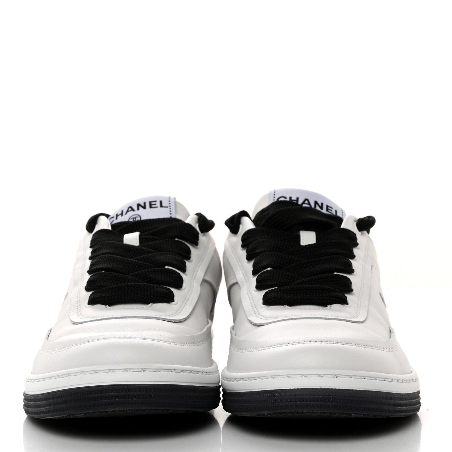 Calfskin CC Womens Sneakers 36 White Black