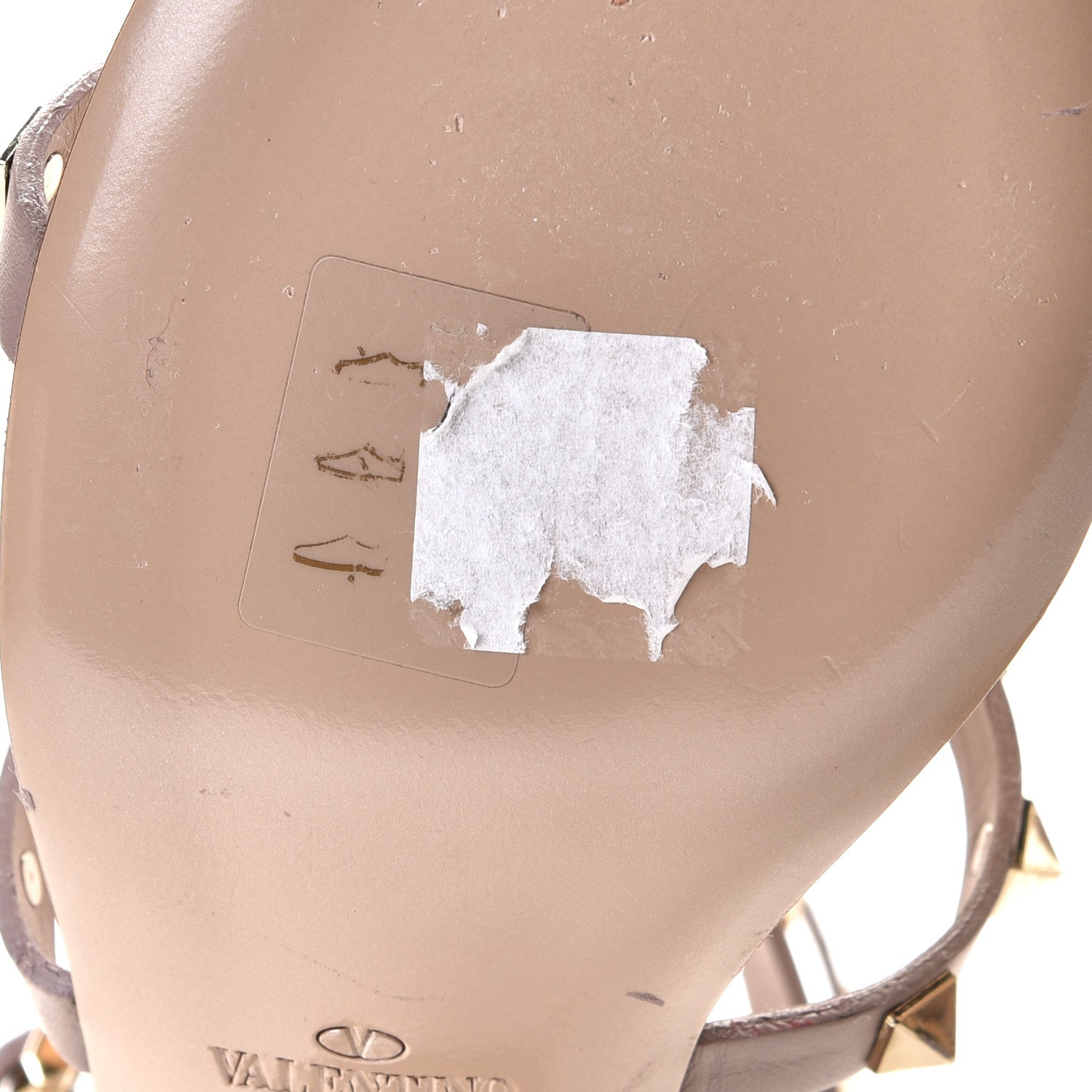 Valentino Garavani Calfskin Rockstud 60mm City Sandals 38.5 Poudre 7 of 9