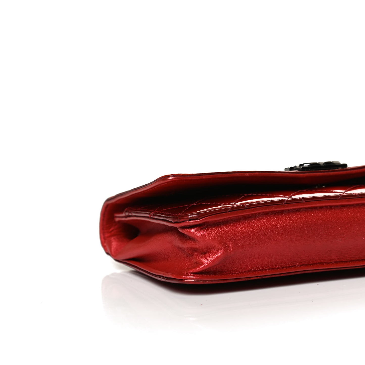 Metallic Patent Calfskin Quilted Boy Wallet On Chain WOC Red