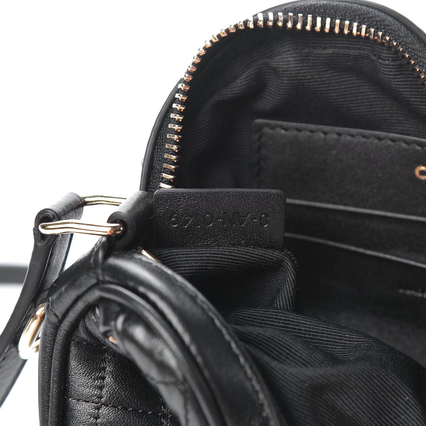Calfskin Quilted Small C Charm Bag Black