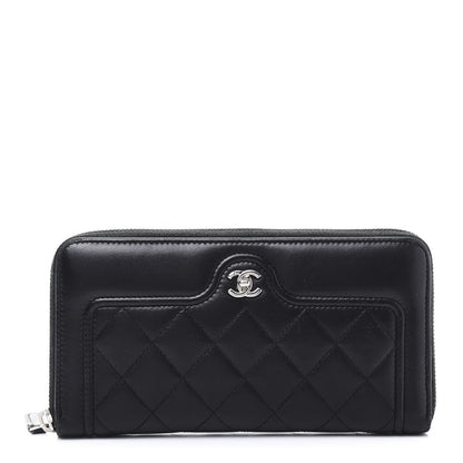 Chanel Lambskin Quilted Zip Around Wallet Black 1 of 10