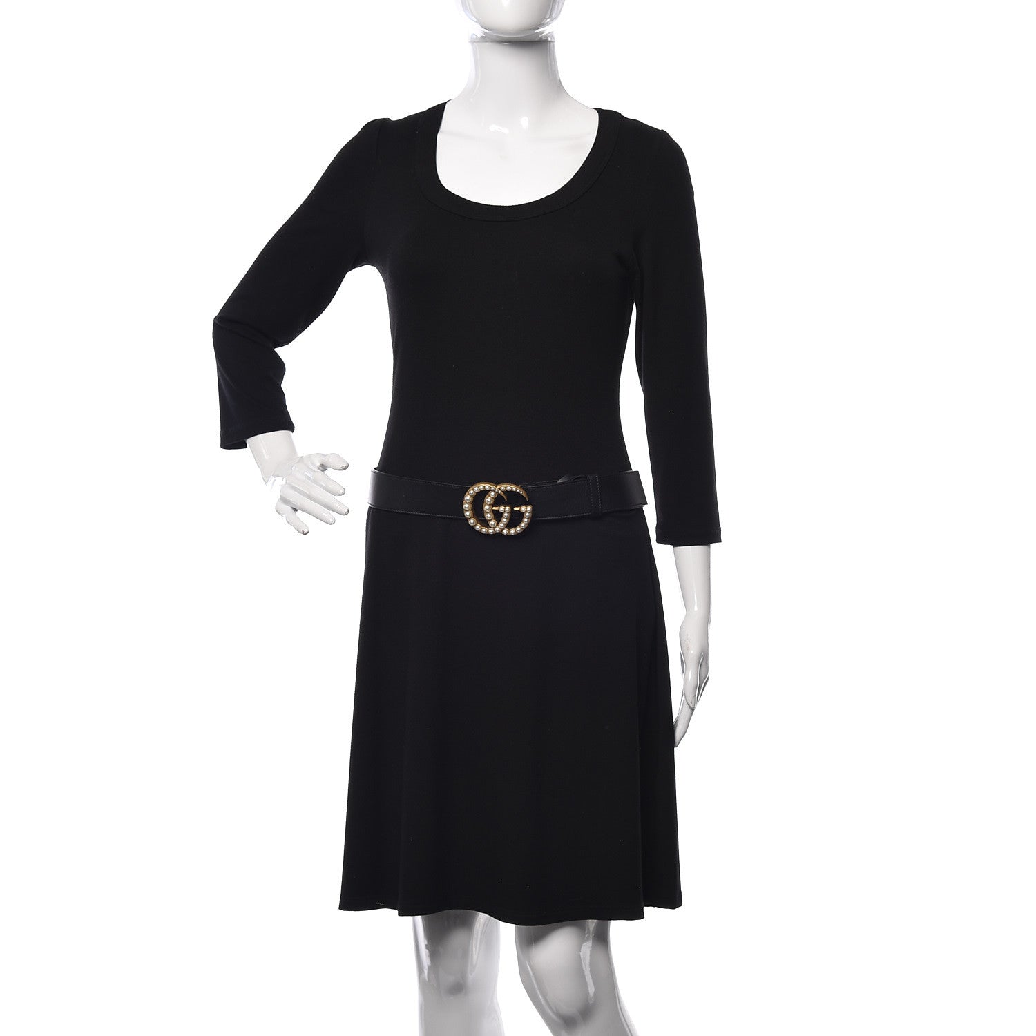 Gucci Moon Calfskin Pearl Double G 40mm Belt 95 38 Black Cream 2 of 6