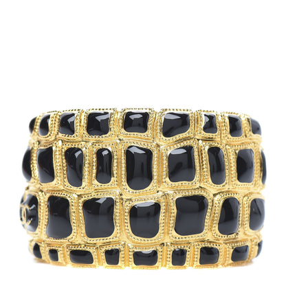 Chanel Resin Metal Along The Nile CC Cuff Black Gold 1 of 6
