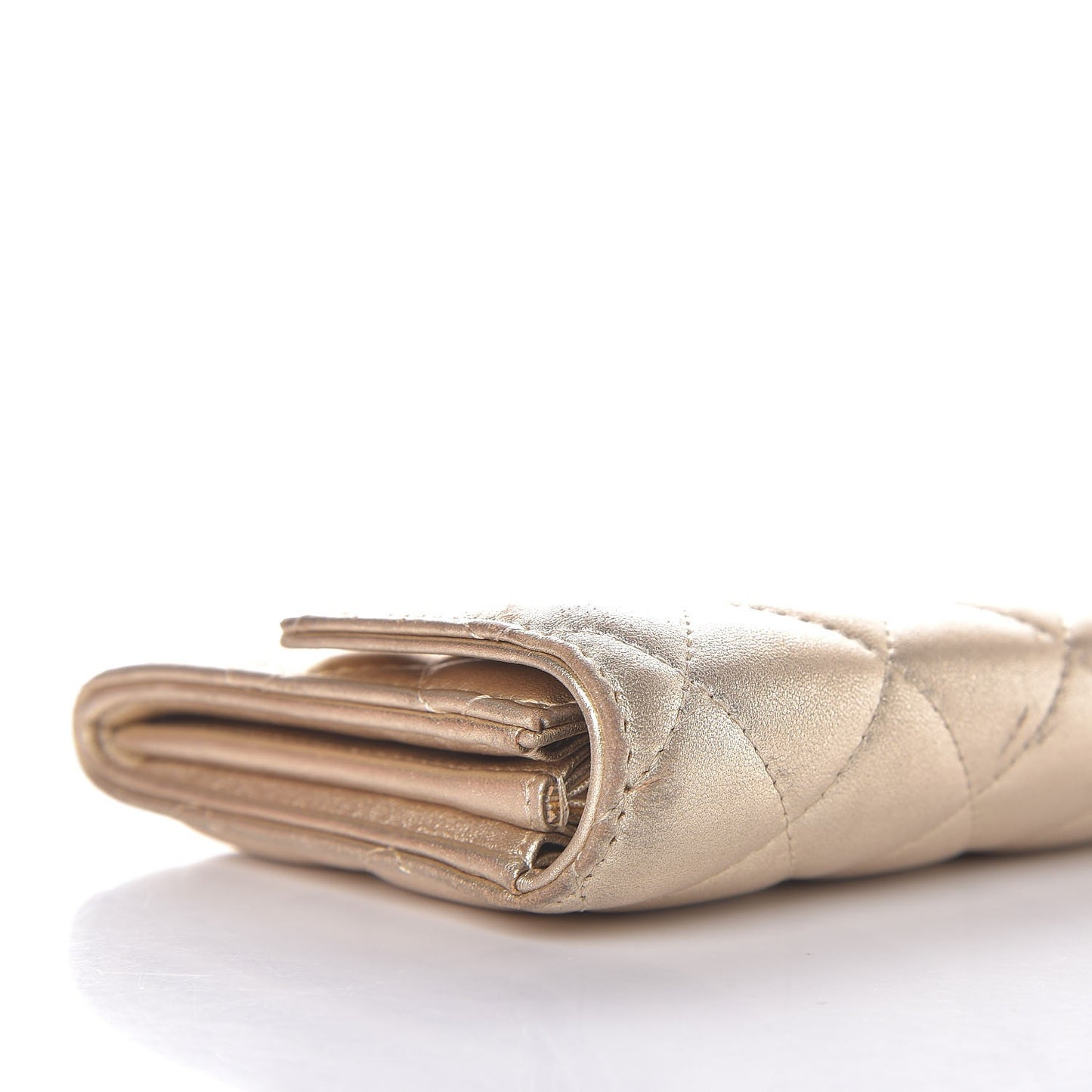 Metallic Quilted Flap Wallet Gold
