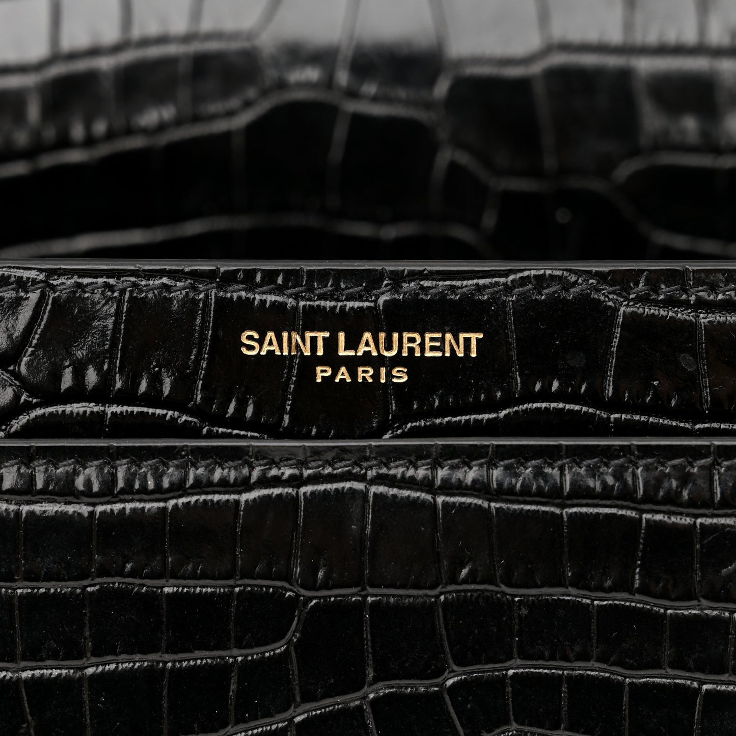 Calfskin Crocodile Embossed Medium Monogram Sunset Black