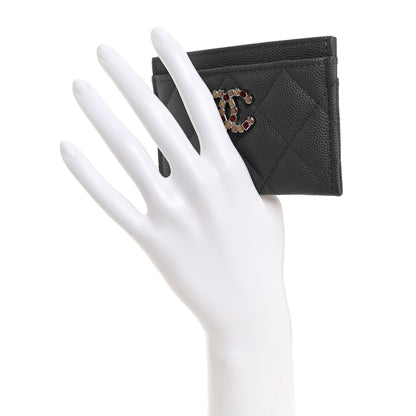 Chanel Shiny Caviar Enamel Quilted CC Flap Card Holder Grey 2 of 9