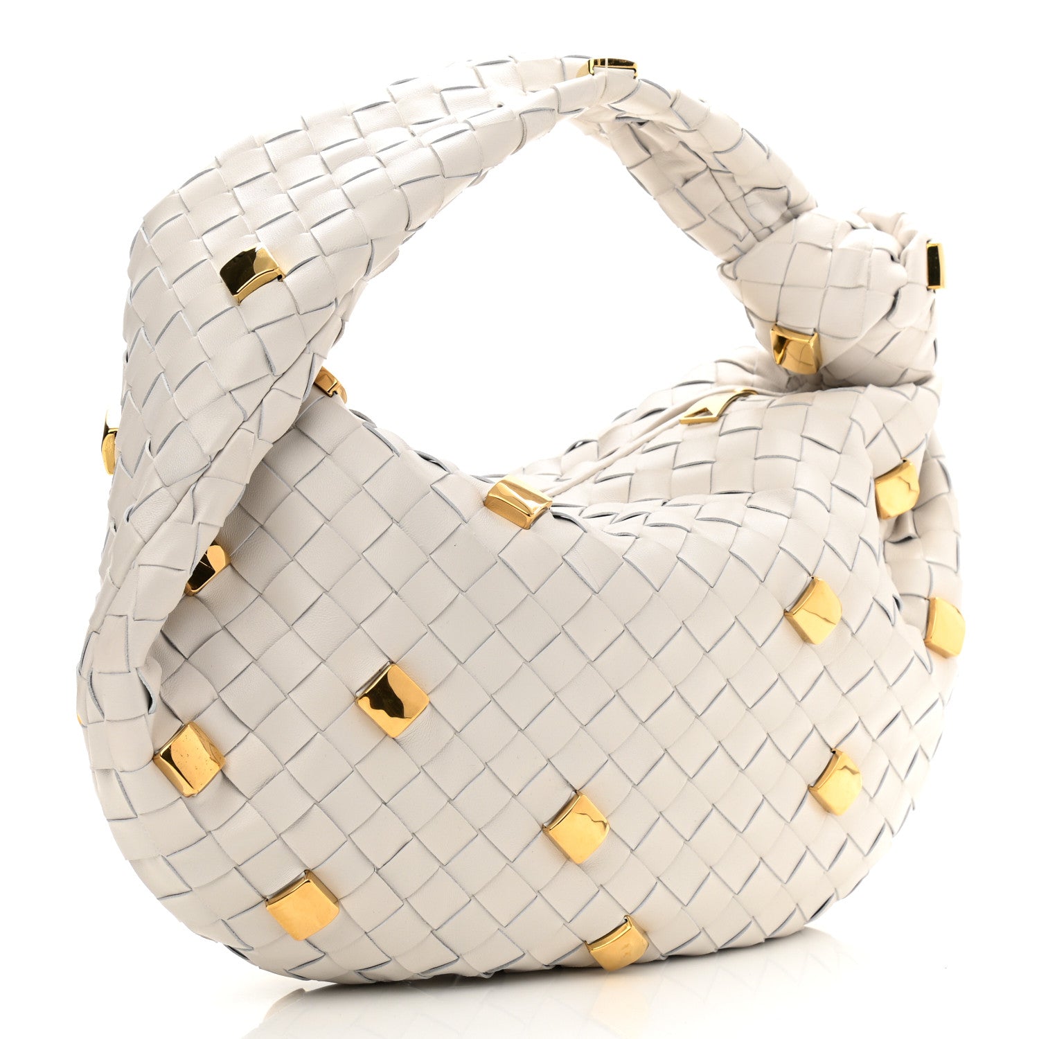 Bottega Veneta Nappa Studded Intrecciato Teen Jodie Hobo Chalk 3 of 10