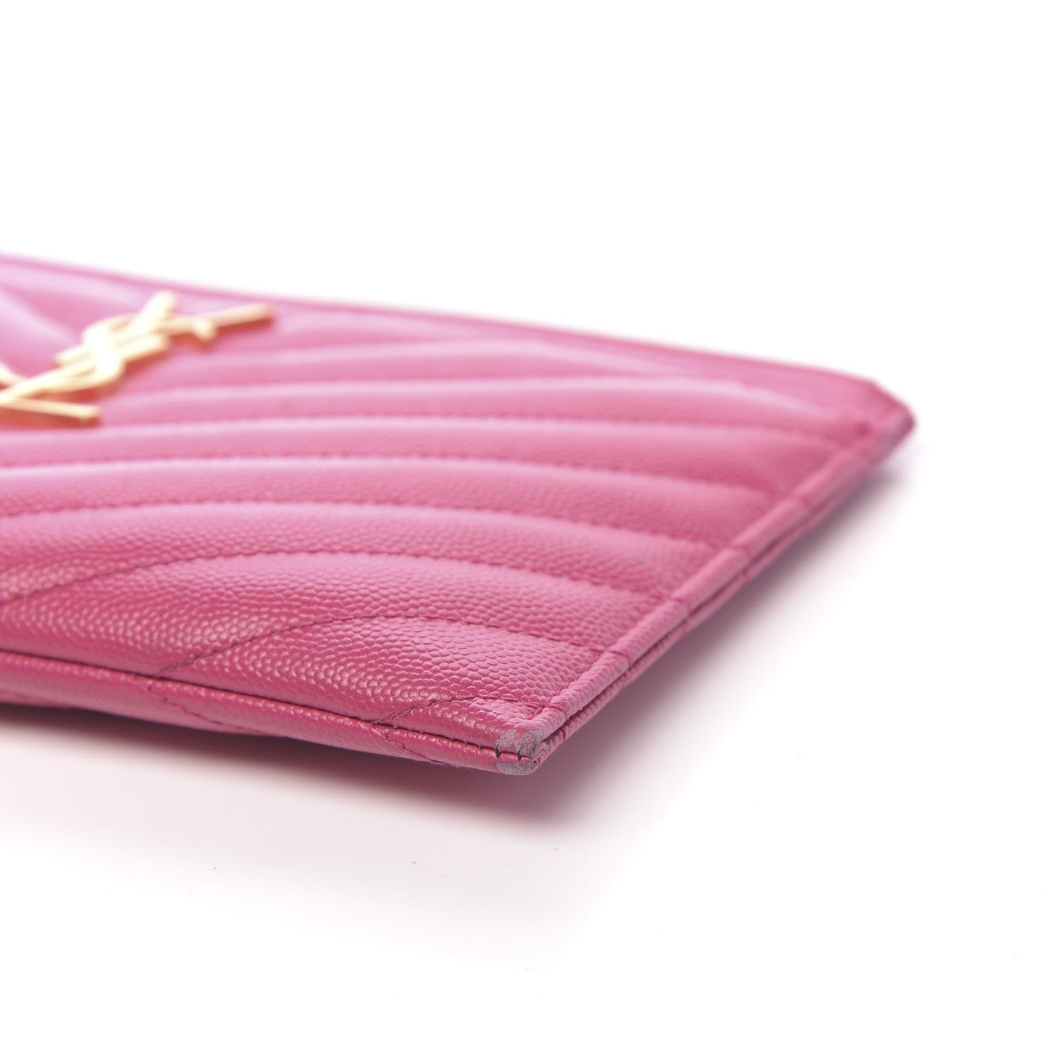 Saint Laurent Grain De Poudre Chevron Monogram Bill Pouch Bright Pink 6 of 9