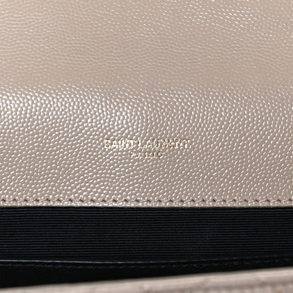 Saint Laurent Grain De Poudre Textured Mixed Matelasse Medium Triquilt Monogram Satchel Dark Beige 6 of 11
