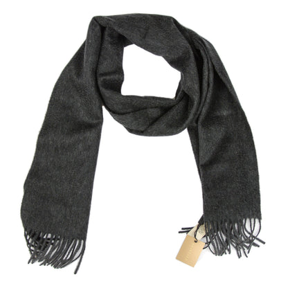 Burberry Cashmere Embroidered Fringe Scarf Charcoal 1 of 5