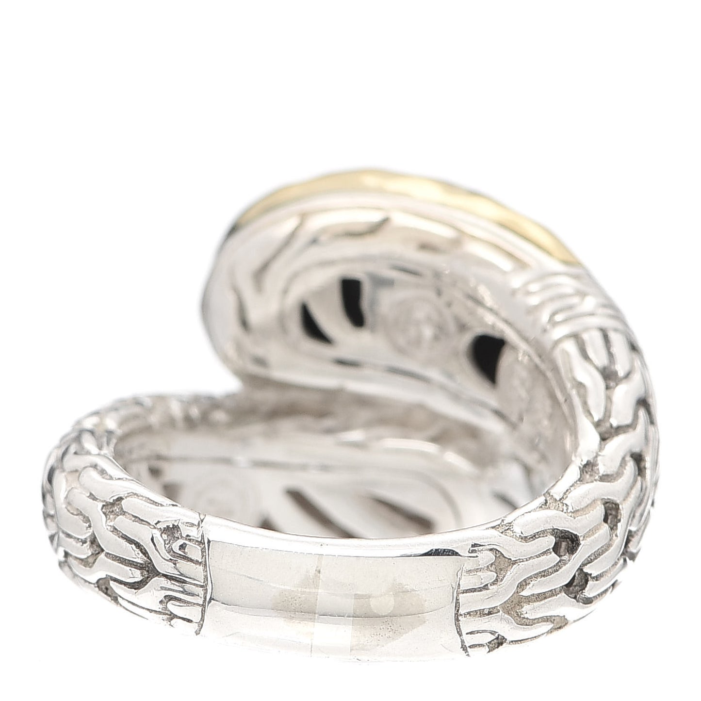 Sterling Silver 18K Yellow Gold Hammered Palu Bypass Ring 56 7.5