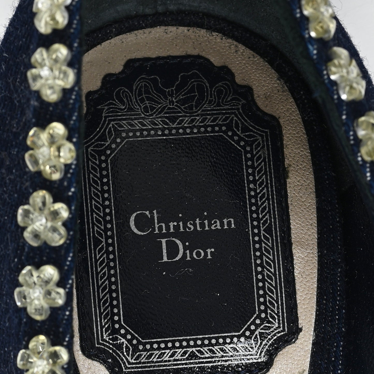 Denim Crystal Garland Pumps 39.5 Blue Fonce