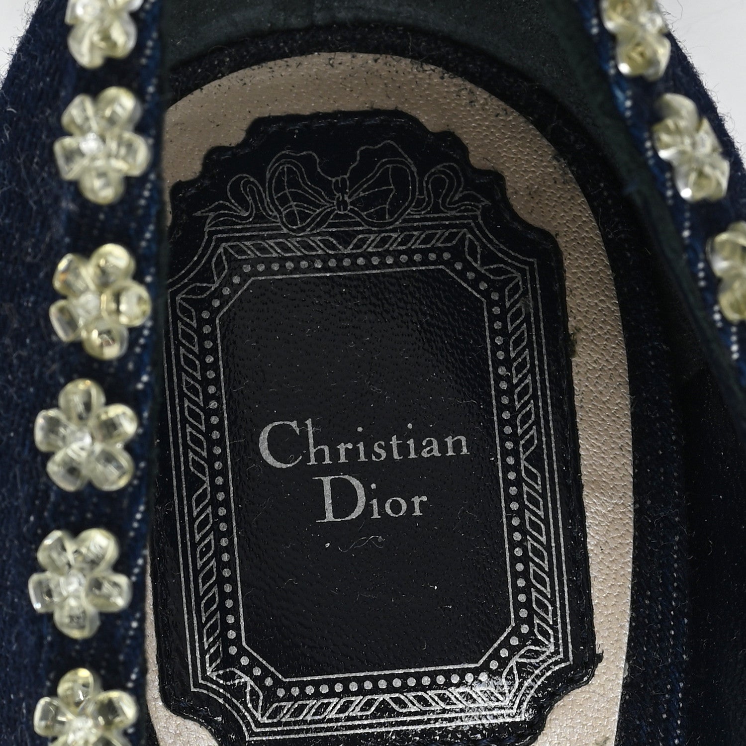 Christian Dior Denim Crystal Garland Pumps 39.5 Blue Fonce 8 of 9