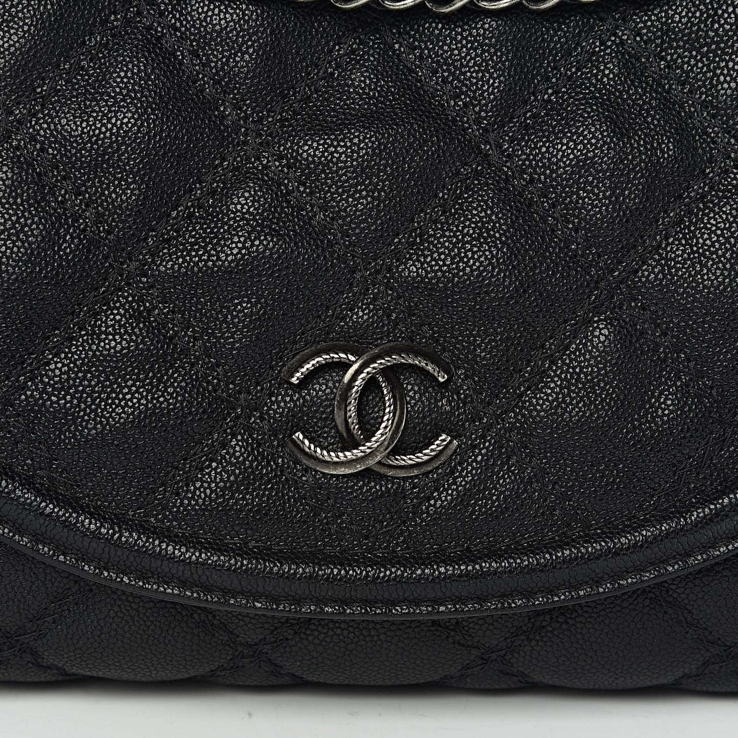 Caviar Double Stitch Medium Flap Black